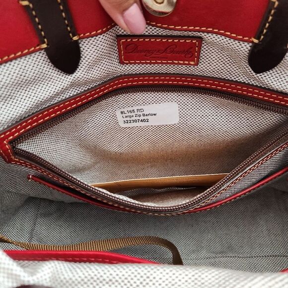 Dooney & Bourke Red Leather Florentine Large Zip Barlow Shoulder Bag NEW! - Picture 9 of 12